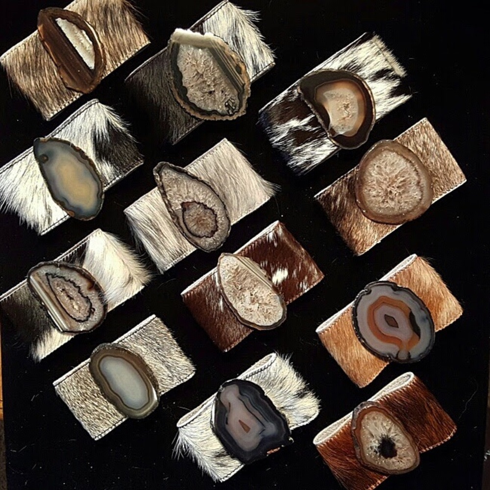 Hide cuffs with Brazilian stones